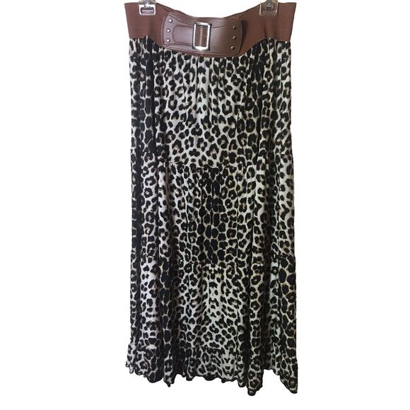 Magic Dresses & Skirts - NWT Vintage Magic Women's Layered Leopard Print Skirt Wide Elastic Belt Size 2X